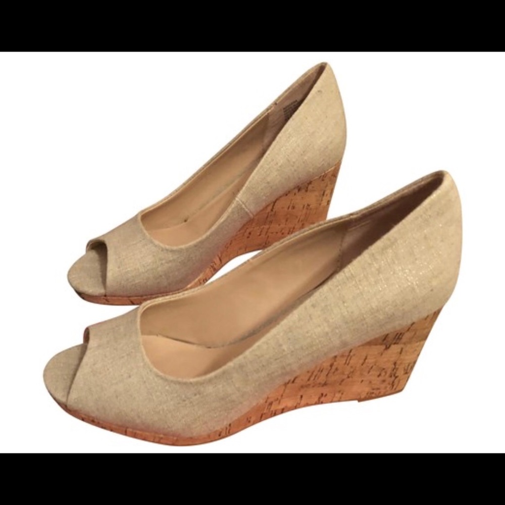 Pewter Kelly & Katie peep toe wedges